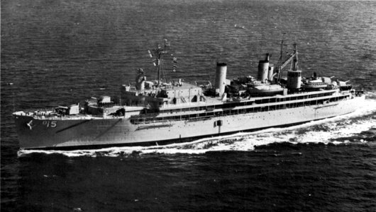 USS Prairie (AD-15) underway at sea, circa in 1959