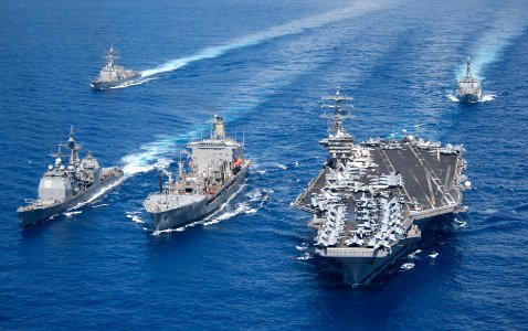 USS Princeton, USNS Guadalupe and USS Nimitz replenish at sea. (8701367015)