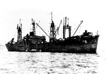 USS Procyon (AKA-2) at anchor off San Francisco, California (USA), circa late 1945 (NH 78147)