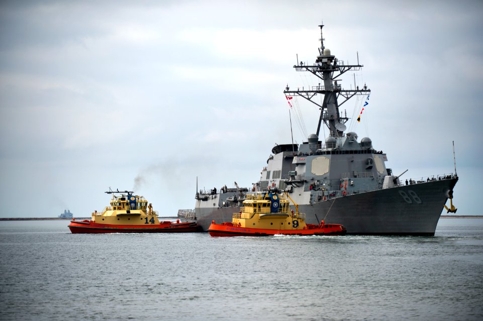 USS Preble departs San Diego. (8455083961)