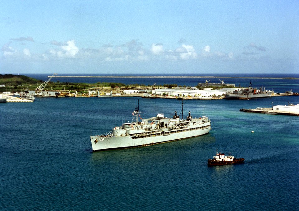 USS Proteus (AS-19) at Apra harbor 1983