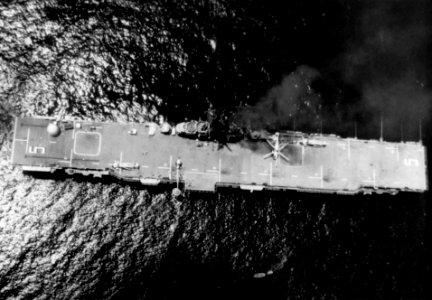 USS Princeton (LPH-5) recovering Apollo 10 capsule (aerial) 1969