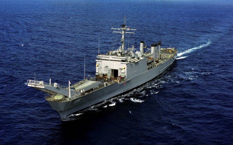 USS Racine (LST-1191) portside bow view cropped