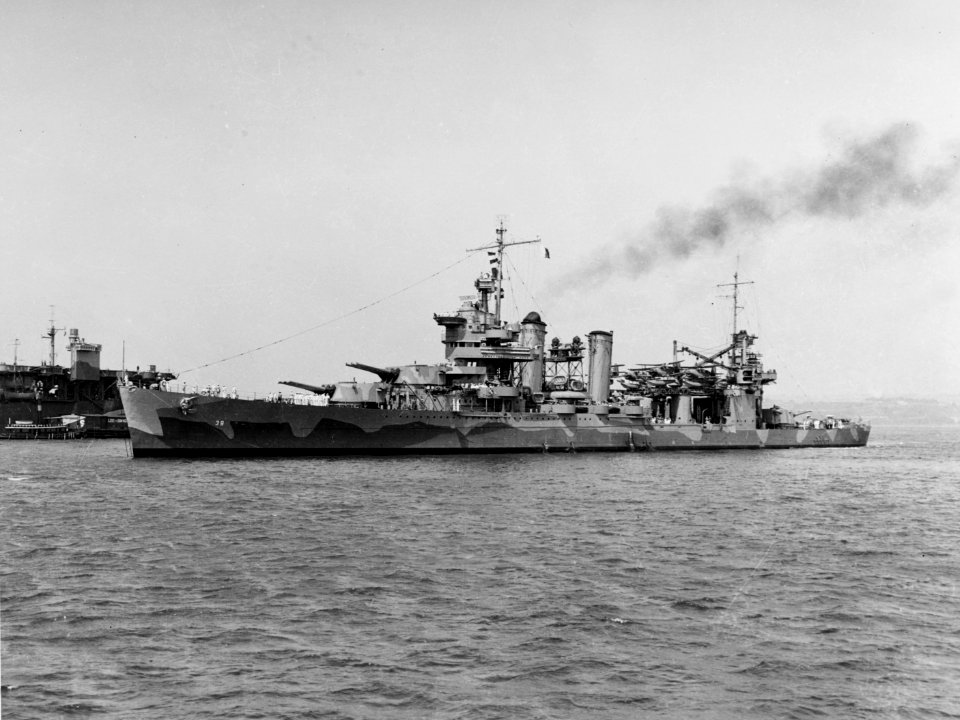 USS Quincy (CA-39) in New York harbour on 23 May 1942 (19-N-30732)