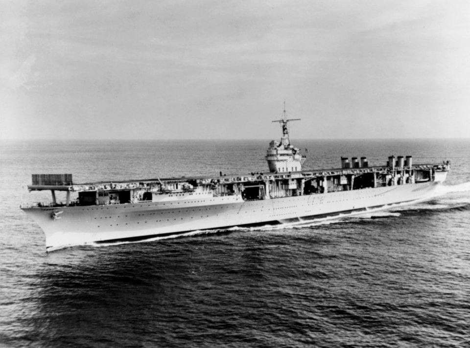 USS Ranger (CV-4) underway at sea during the later 1930s