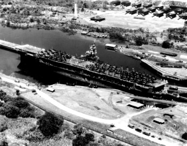 USS Ranger (CV-4) in Panama Canal 1945