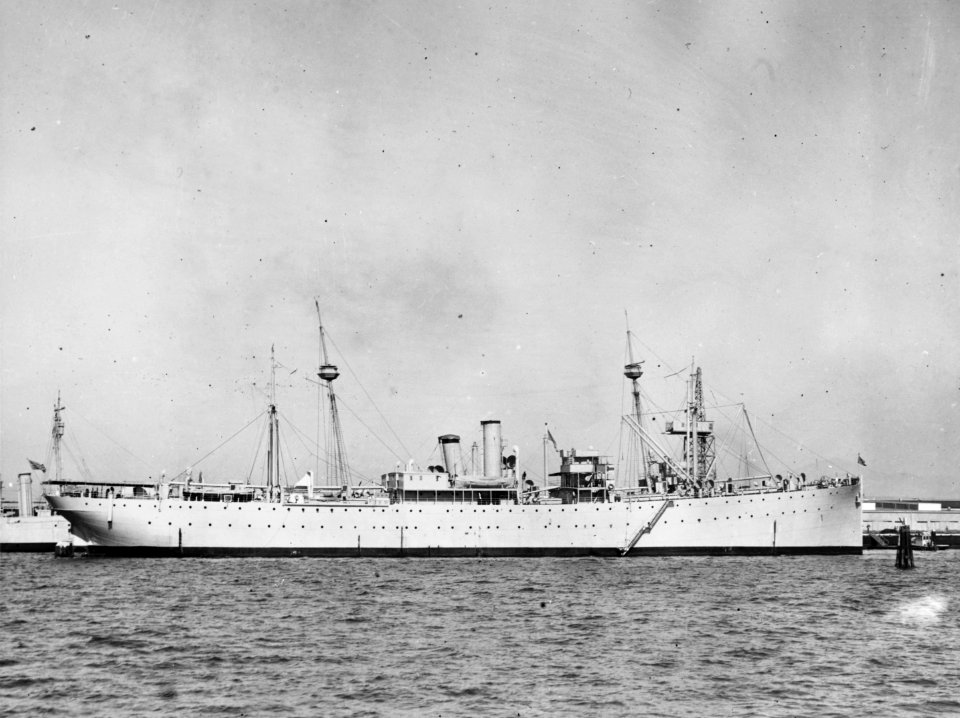 USS Rigel (AD-13) in port, circa in the 1930s (NH 1874)