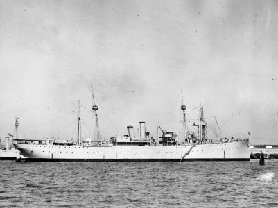 USS Rigel (AD-13) in port, circa in the 1930s (NH 1874)
