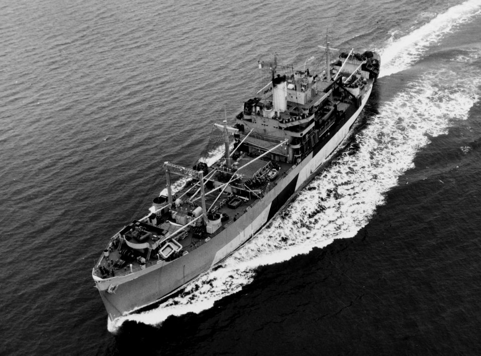 USS Riverside (APA-102) underway in the Atlantic Ocean on 21 December 1944 (80-G-294169)