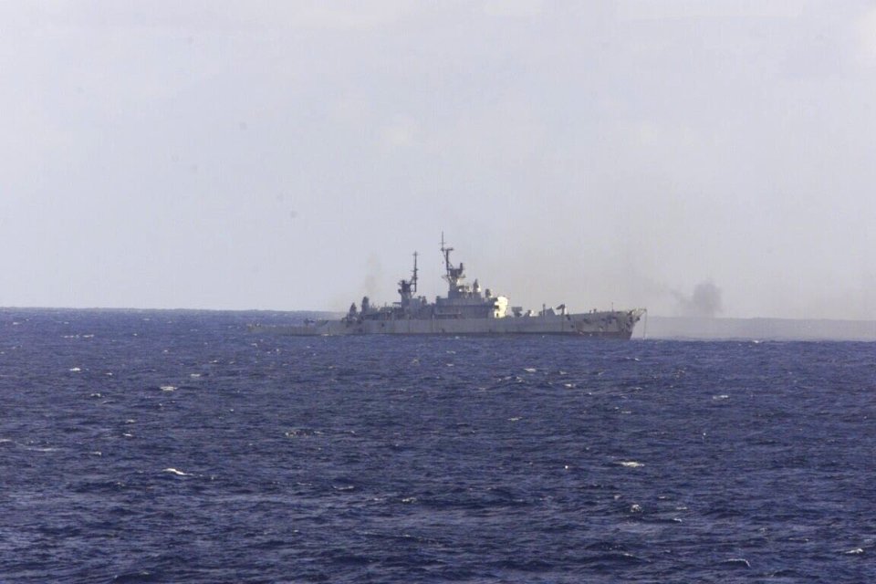 USS Reeves (CG-24) as a target ship off the coast of Queensland, Australia, on 31 May 2001