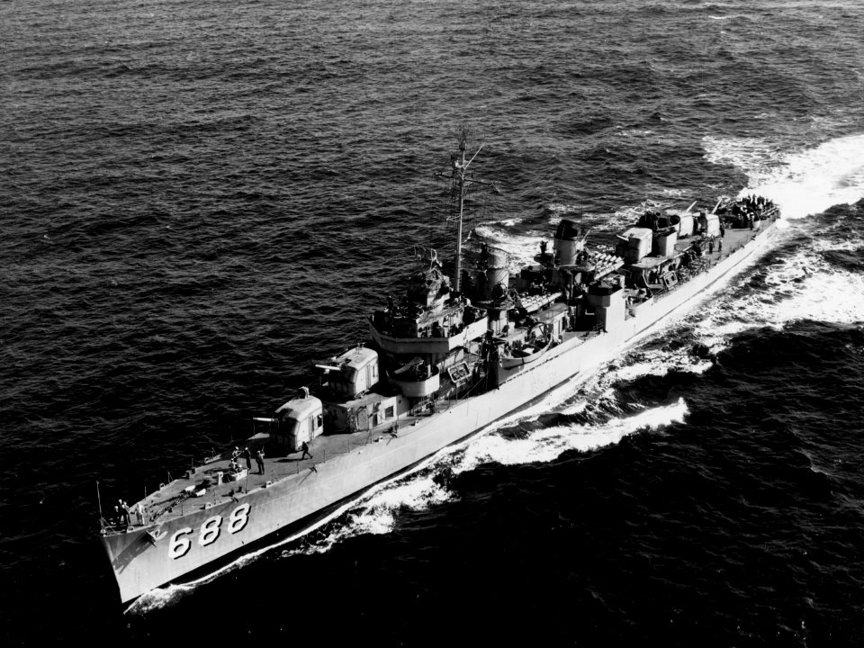 USS Remey (DD-688) at sea, circa 1951 (NH 107183)