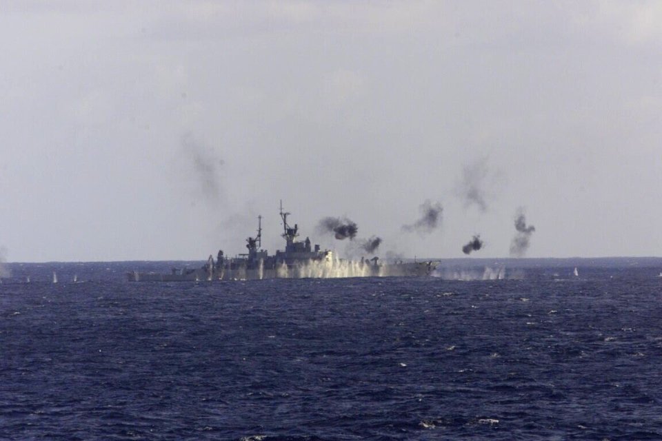USS Reeves (CG-24) is sunk as a target ship off the coast of Queensland, Australia, on 31 May 2001