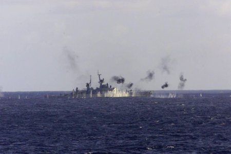 USS Reeves (CG-24) is sunk as a target ship off the coast of Queensland, Australia, on 31 May 2001