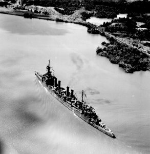 USS Richmond (CL-9) in Gatun Lake on 11 October 1945