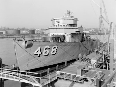 USS Rival (MSO-468) at Stamford CT in December 1953