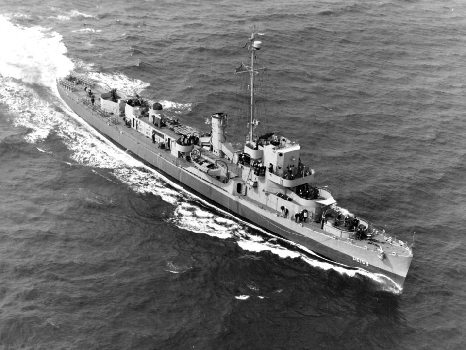 USS Reuben James (DE-153) underway in Hampton Roads on 17 April 1943 (80-G-62414)