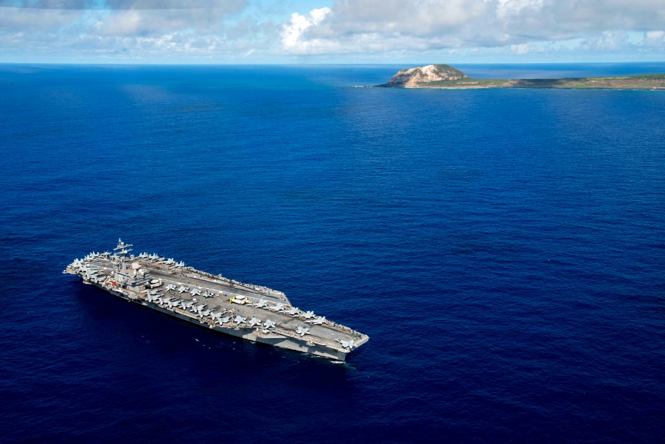 USS Ronald Reagan is underway off the island of Iwo To. (21842614836)