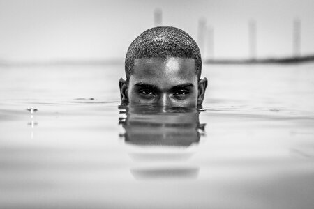 Swimmer submerged eyes