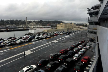 USS Ronald Reagan transports Sailor's cars photo