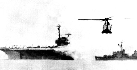 USS Rupertus (DD-851) approaching USS Forrestal (CVA-59) 29 July 1967