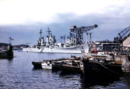 USS Saint Paul (CA-73) at Yokosuka c1951 photo