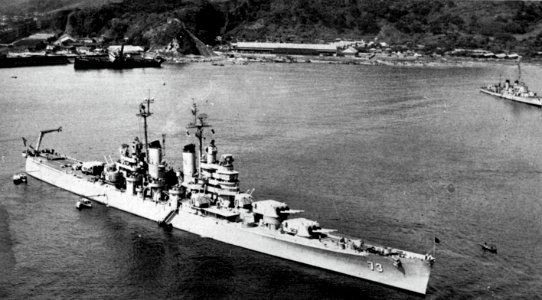 USS Saint Paul (CA-73) at anchor off Keelung, Taiwan, in 1950 photo