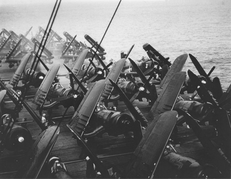 USS Saipan (CVL-48) with AU-1s off Da Nang 1954