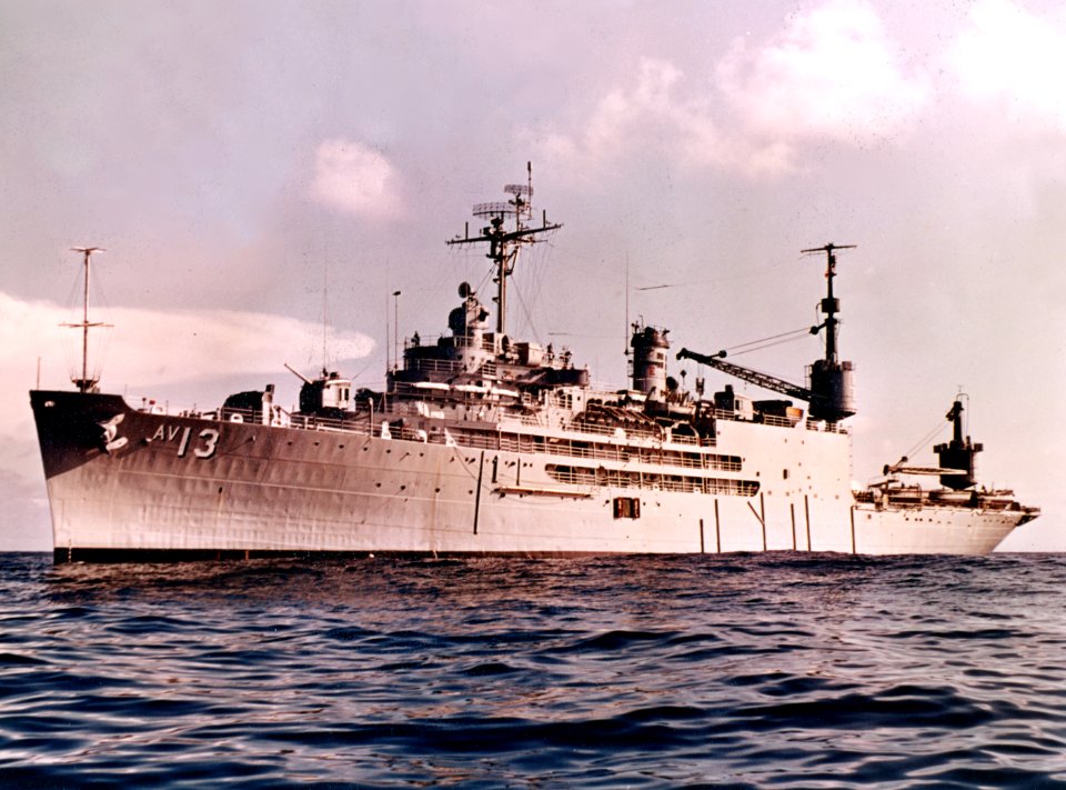 USS Salisbury Sound (AV-13) at sea, in 1967 (L45-250.06.01)