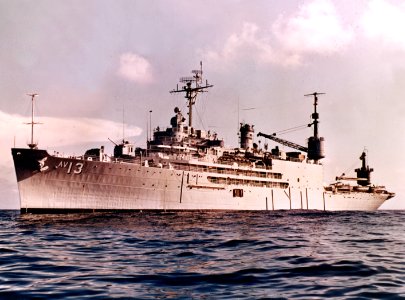USS Salisbury Sound (AV-13) at sea, in 1967 (L45-250.06.01)