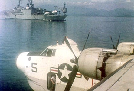 USS Salisbury Soung (AV-13) with VP-40 Marlins at Cam Ranh Bay 1966 photo