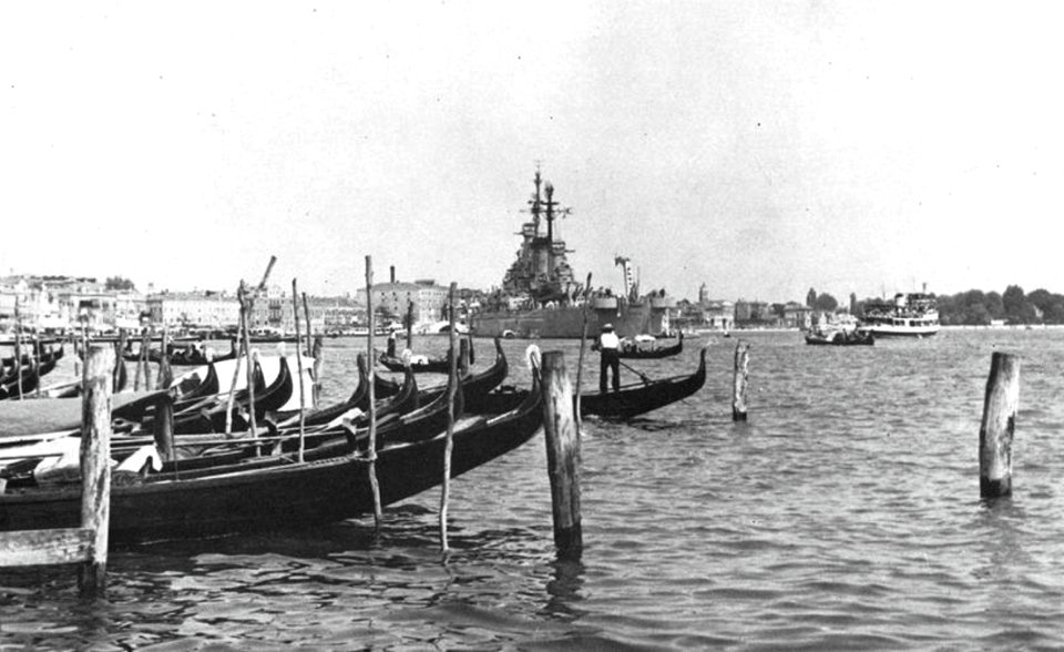 USS Salem (CA-139) at Venice, Italy, in 1955