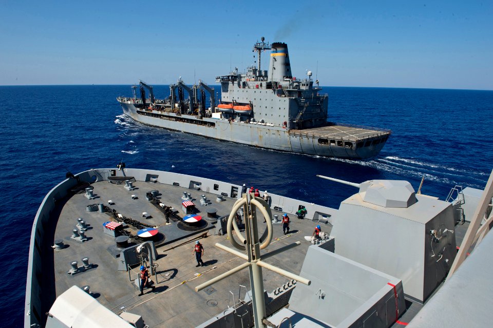 USS San Antonio replenishment at sea 130908-N-WX580-021