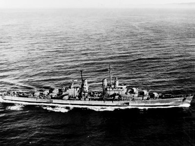 USS San Diego (CL-53) underway on 8 March 1944 (NH 97825)