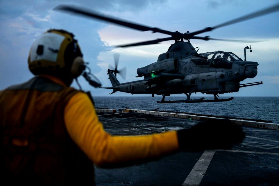 USS San Diego conducts flight operations. (25631130608)
