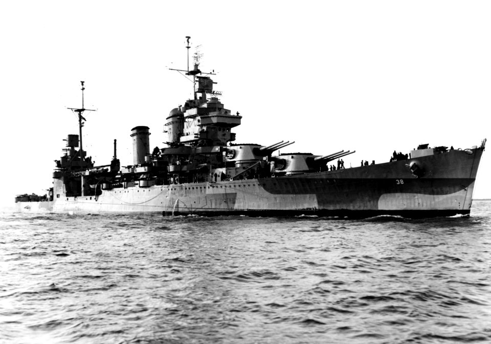 USS San Francisco (CA-38) off the Mare Island Naval Shipyard on 13 October 1944 (19-N-73588)