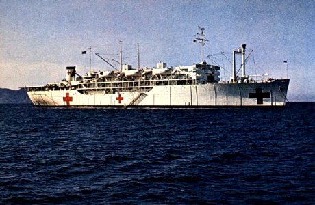 USS Sanctuary (AH-17) at anchor off Vietnam, in 1967