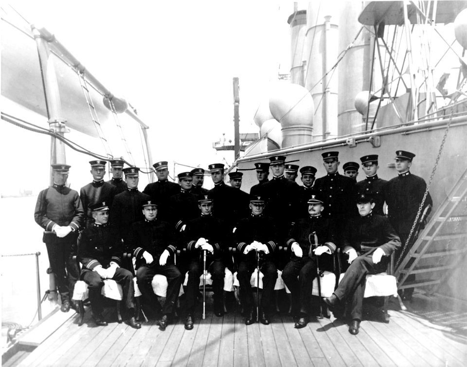 USS Saratoga (ACR-2) at Shanghai in 1913 with Hugo Koehler and Henry Wiley