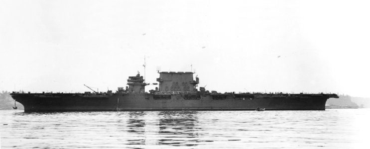 USS Saratoga (CV-3) off the Puget Sound Navy Yard on 14 May 1942