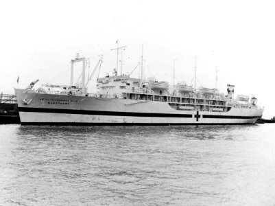 USS Sanctuary (AH-17) at Wakayama, Japan, in September 1945 (NH 75350)