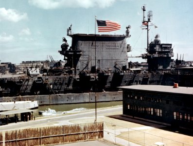 USS Saratoga (CV-3) at Pearl Harbor 1945 photo