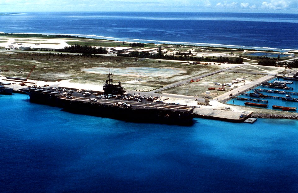 USS Saratoga (CV-60) at Diego Garcia in 1987