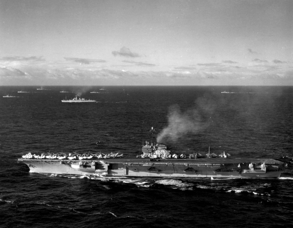 USS Saratoga (CVA-60) and Northampton (CLC-1) during OP Strikeback 1957