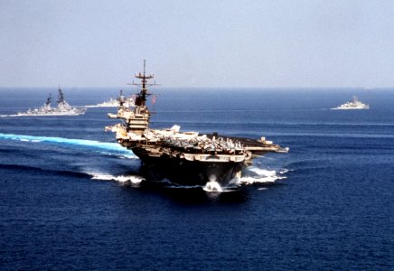 USS Saratoga (CV-69) underway in 1990 photo