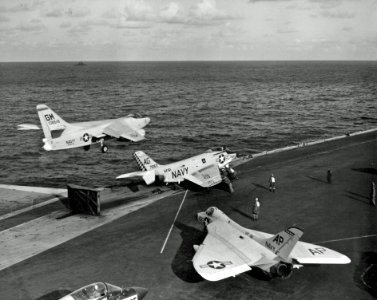 USS Saratoga CVA-60 launching Ops Strikeback 1957