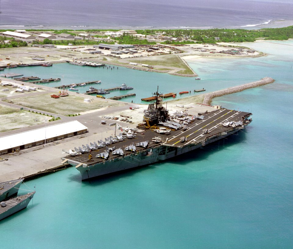 USS Saratoga (CV-60) moored December 1985