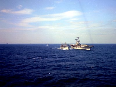 USS Shangri-La (CVA-38) being refueled on 22 March 1969
