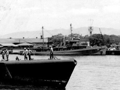 USS Seagull (AT-141) at Pearl Harbor, Hawaii, on 15 May 1944 (80-G-231022)