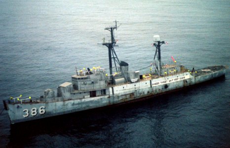 USS Savage (DER-386) as target ship off Point Mugu 1981