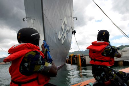 USS Simpson participates with a Mauritian boarding team during Exercise Cutlass Express 2015. (16409600106)