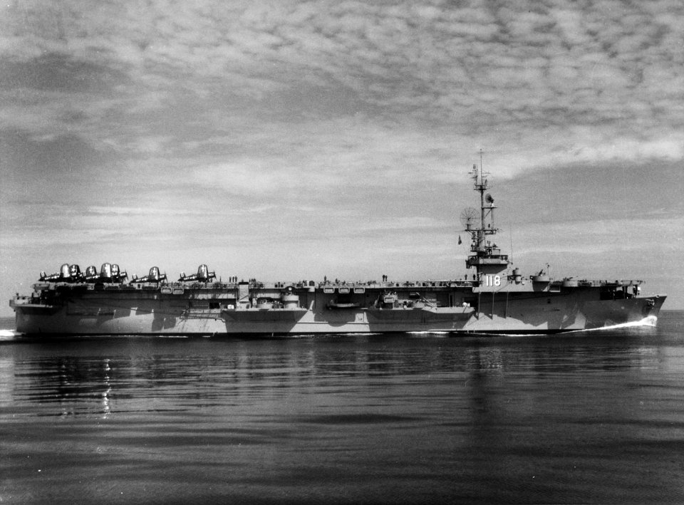 USS Sicily (CVE-118) underway in April 1954 (NH 97317)